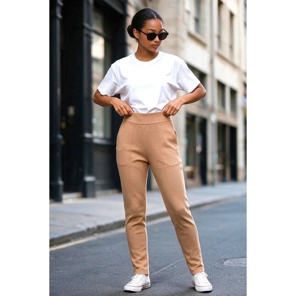 (G-219)Express Knit Kit Pull On Sweater Pants Camel Beige Women's Small NWT